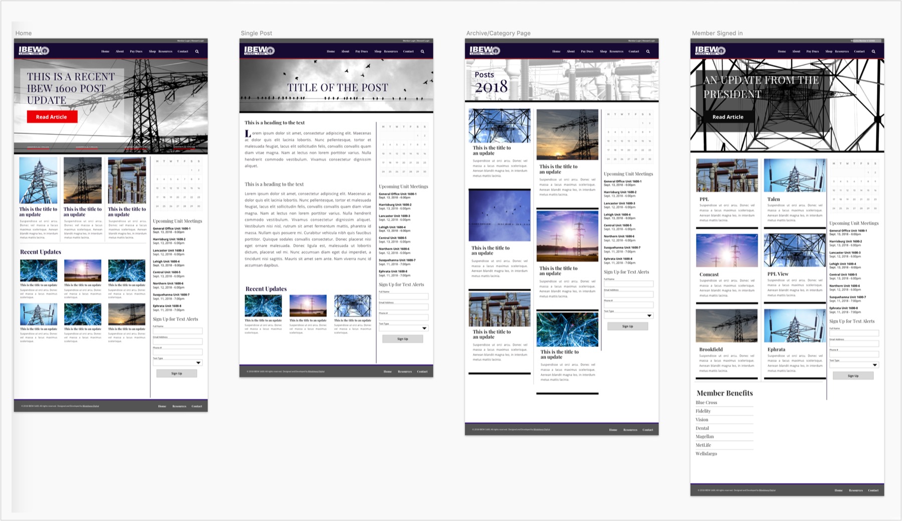 Final page designs