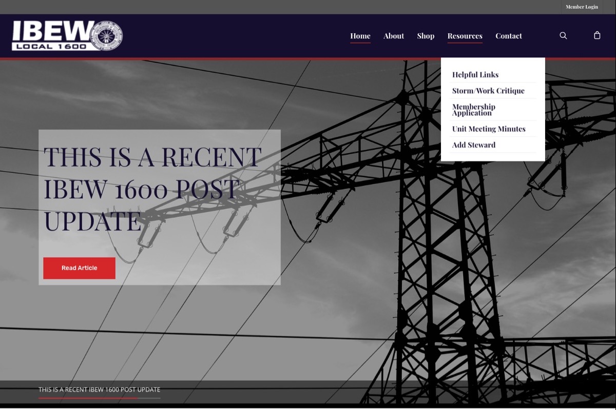 IBEW Local 1600 homepage